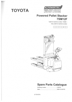 Preview: Toyota Ersatzteilkatalog 7SM12F Powered Pallet Stacker 7SM12F