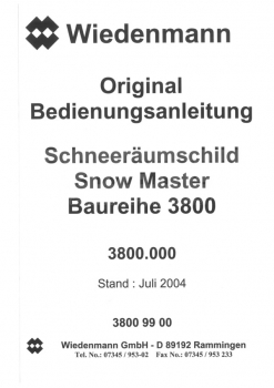 Preview: Wiedenmann Bedienungsanleitung Schneeräumschild 3800