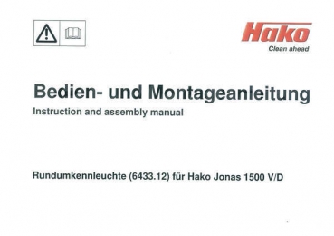 Preview: Hako Bedienungsanlitung Hako-Jonas1450E (6421-40)