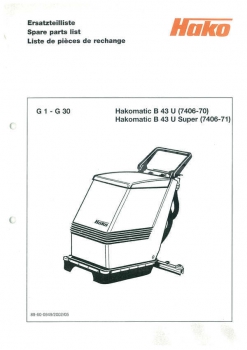 Hako Ersatzteilliste B 43 U Hakomatic B 43 U/U Super (7406-70/71)