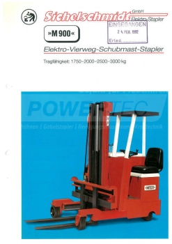 Preview: Sichelschmidt Bedienungsanleitung M900 Elektro-Vierweg-Schubmast-Stapler