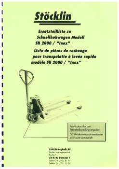 Stöcklin Ersatzteilliste SH 2000/Inox"" Schnellhubwagen Modell