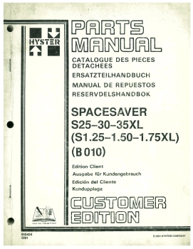 Hyster Ersatzteilkatalog Spacesaver S25-30-35XL/(S1.25-1.50-1.75XL)/(B010)