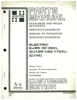 Hyster Ersatzteilkatalog Electric E/J25/30/35XL/(E/J1.25/1.50/1.75XL)/C114