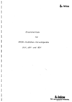 IRION Ersatzteilliste 24V,48V,80V Hubhöhen-Vorwahlgeräte