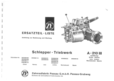 Ersatzteilliste A-210 III Schlepper-Triebwerk