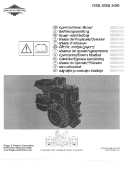 Briggs&Stratton Betdienungsanleitung 91200, 92200, 94200