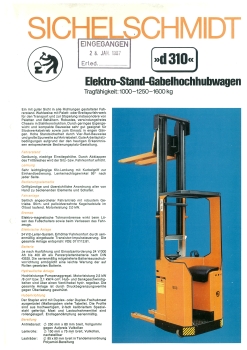 Sichelschmidt Bedienungsanleitung d310 Elektro-Stand-Gabelhochhubwagen