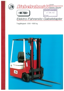 Sichelschmidt Bedienungsanleitung M700 Elektro-Fahrersitz-Gabelstapler