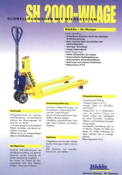 Stöklin Bedienungsanleitung SH2000 Waage Schnellhubwagen