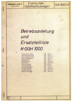 Köttgen Betriebsanleitung K-GGH1000 Betriebsanleitung und Ersatzteilliste