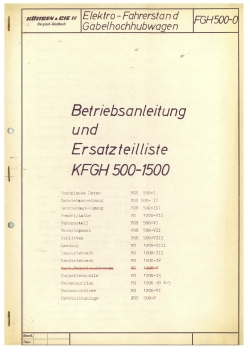 Köttgen Betriebsanleitung KFGH500-1500 Betriebsanleitung und Ersatzteilliste