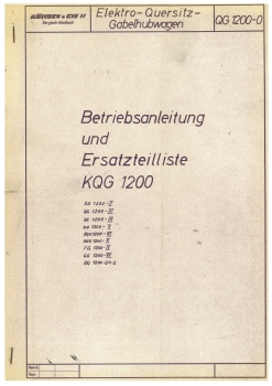 Köttgen Betriebsanleitung KQG 1200 und Ersatzteilliste
