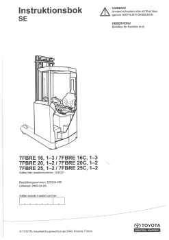 Toyota Bedienungsanleitung 7FBRE16/C,1-3 7FBRE20/C,1-2  7FBRE25/C,1-2
