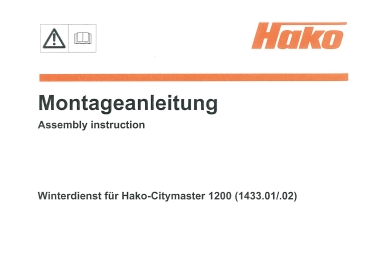 Hako Montageanleitung Citymaster1200 Winterdienst (1433.01/.02)