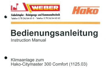 Hako Bedienungsanleitung Klimaanlage zum Citymaster 300 Comfort (1125.03)