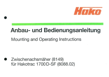 Hako Bedienungsanl. Zwischenachsmäher für Hakotrac 1700D-SF(8088.02) 5013 9582