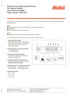 Hako Bedienungsanleitung Kabine/Heizung von Hako-Jonas 1450D/V