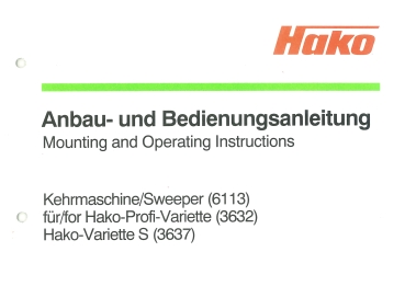 Hako Bedienungsanleitung Kehrmaschine für Profi-Variette und Variette S