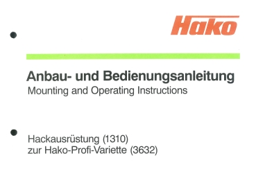 Hako Bedienungsanleitung Hackausrüstung zur Hako-Profi-Variette (3632)