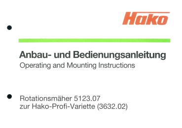 Hako Bedienungsanleitung Rotationsmäher zur Profi-Variette (3632.02)