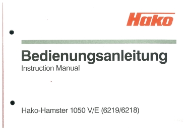 Hako Bedienungsanleitung Hamster 1050V/E (6219/6218)