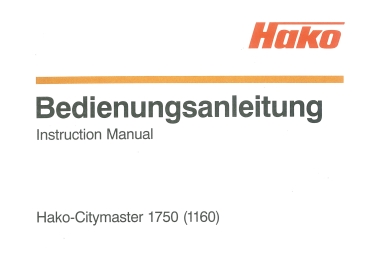 Hako Betriebsanleitung Citymaster 1750 (1160)