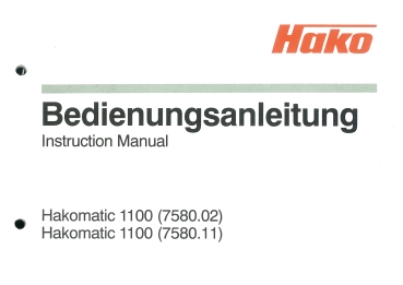 Hako Betriebsanleitung Hakomatic 1100 (7580.02) / (7580.11)