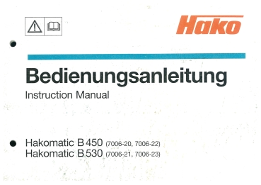 Hako Betriebsanl. Hakomatic B450/530 (7006-20, 7006-22) / (7006-21, 7006-23)