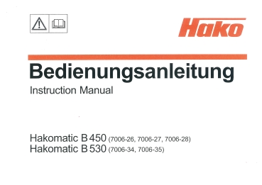 Hako Betriebsanleitung HakomaticB450/530 (5013-9845)