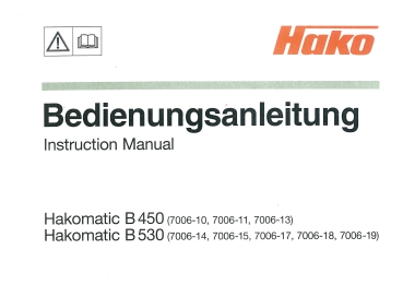 Hako Betriebsanleitung HakomaticB450/530 (7006-10/-11/-13 /  -14/-15/-17/-18/-19)