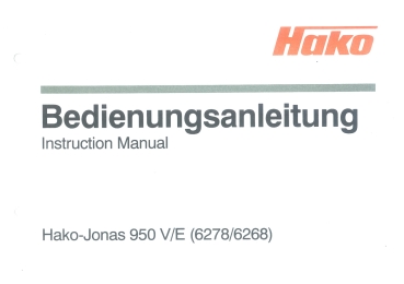 Hako Bedienungsanleitung Jonas 950 V/E (5014-7473)