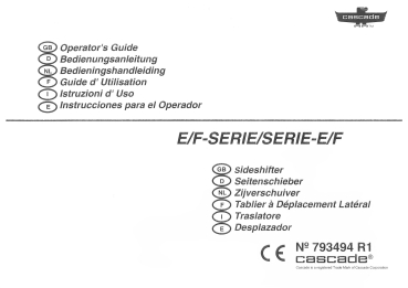 Cascade Bedienungsanleitung E-/F-Serie und Montageanleitung Seitenschieber
