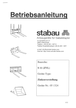Stabau Betriebsanleitung S11 S11 (ZVL) Zinkverstellung 05 1324