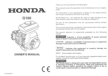 Honda Bedienungsanleitung G100 G100