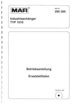 Mafi Betriebsanleitung Industrieanhänger und Ersatzteillisten TYP 1010