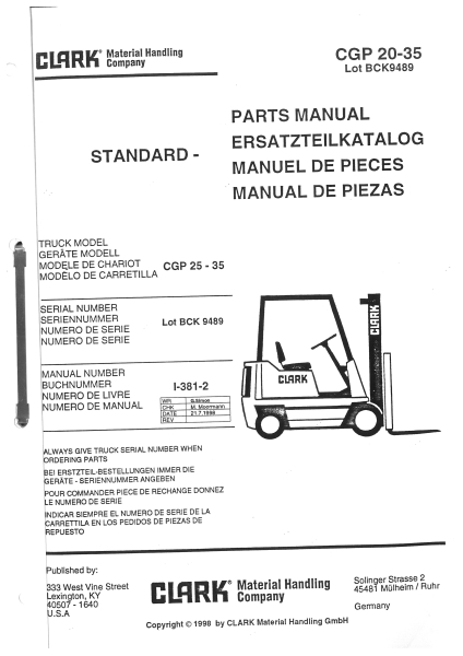 ClarkErsatzteilkatalogCGP20-35 Lot BCK9489