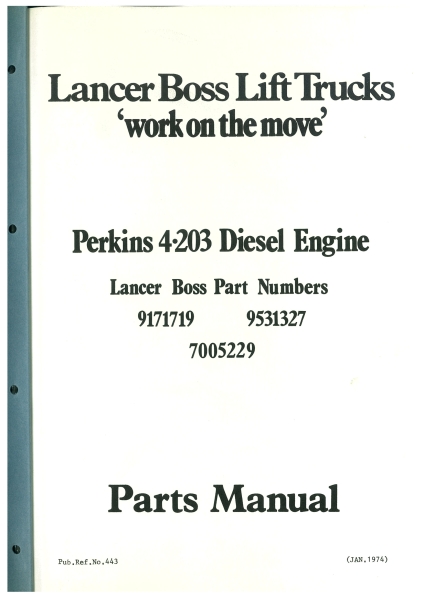 Lancer-Boss Ersatzteilliste Diesel-Motor Perkins 4*203 Diesel Motor