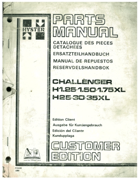 Hyster Ersatzteilkatalog Challenger H1.25/1.50/1.75XL   H25/30/35XL