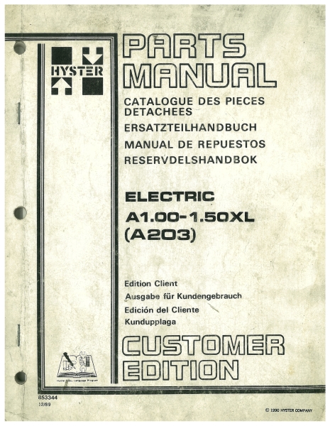 Hyster Ersatzteilhandbuch Electric A1.00-1.50XL (A203)