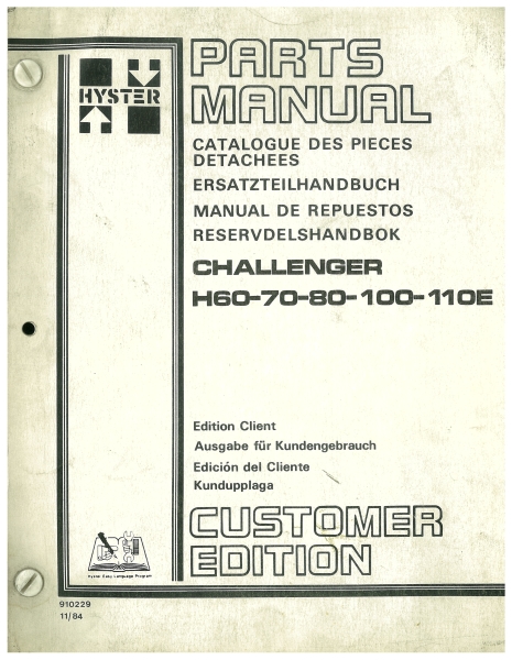 Hyster Ersatzteilhandbuch Challenger H60-70-80-100-110E