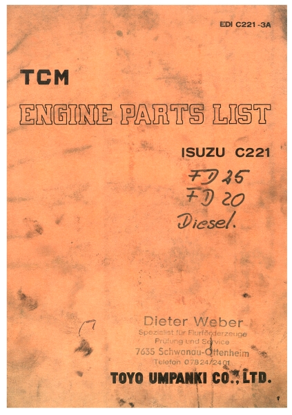 TCM Engine Ersatzteilliste ISUZU C221 Engine Parts List