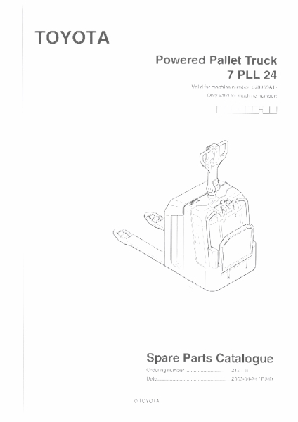 Toyota Ersatzteilkatalog 7 PLL 24 Powered Pallet Truck