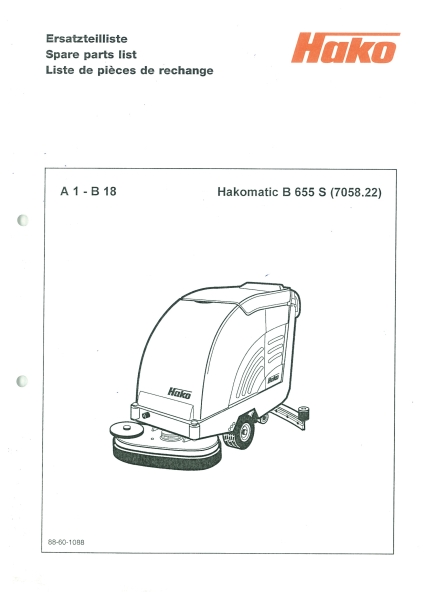 Hako Ersatzteilliste B655S Hakomatic B 655 S (5013-6391)
