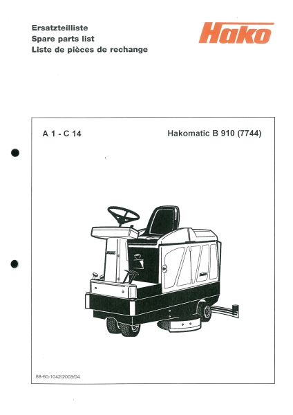 Hako Ersatzteilliste Hakomatik B910 (5013-9480)