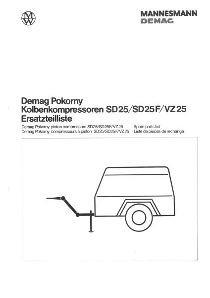 Demag Ersatzteilliste PokornySD25/F/VZ25 Kolbenkompressor