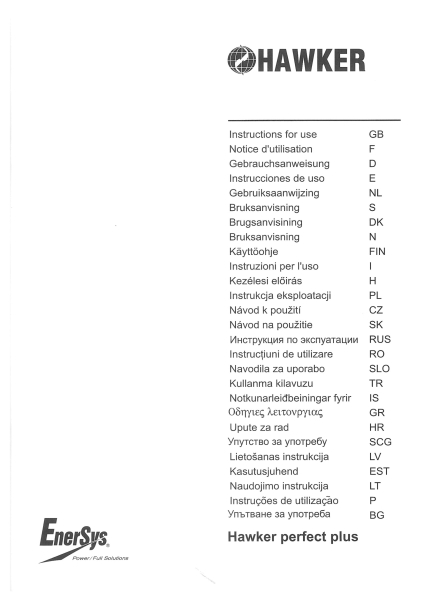 Hawker Betriebsanleitung perfect plus