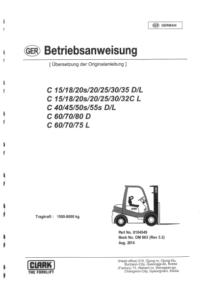 Clark Betriebsanweisung für C-Serie