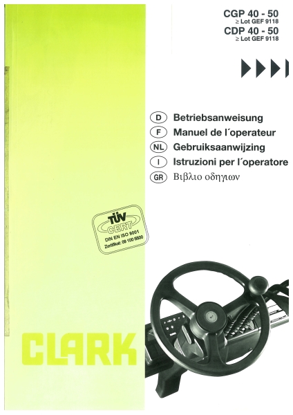Clark Betriebsanweisung CGP/CDP40-50 >Lot GEF 9118