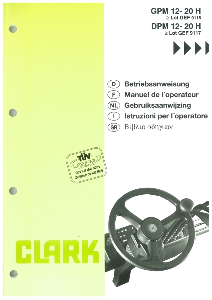 Clark Betriebsanweisung GPM/DPM12-20H >Lot GEF 9116/9117